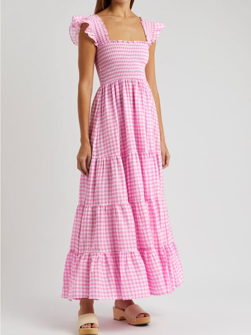 NWT - Kendall Cotton Pink Gingham Midi Dress (XL)